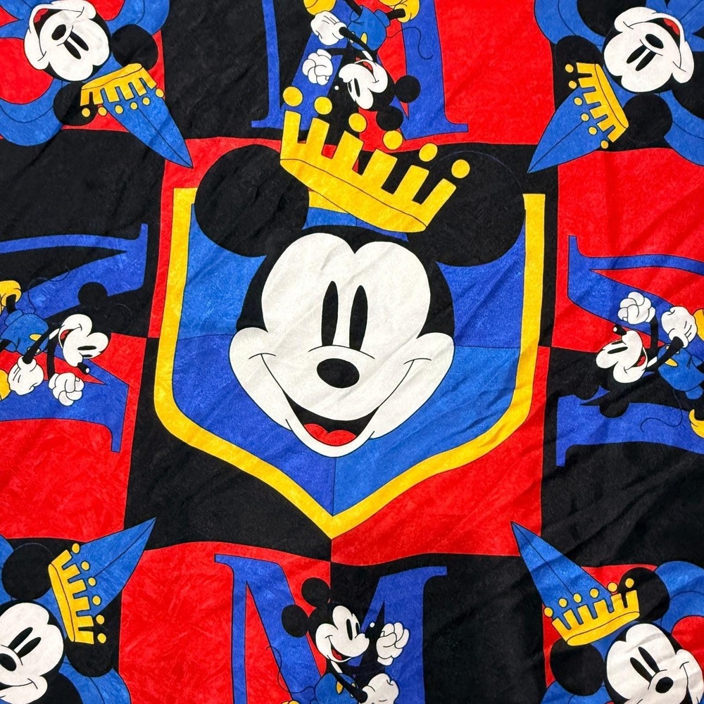 Mickey & Co Disney Scarf 1990s Jacquard Fabric Crown Red Blue LN With Tags - Picture 2 of 7
